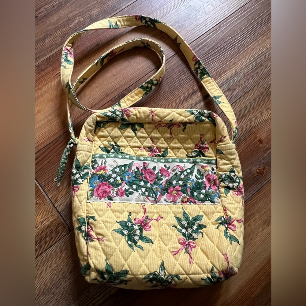 Vera Bradley Day Out Hope Breast Cancer floral with bows Yellow Purse